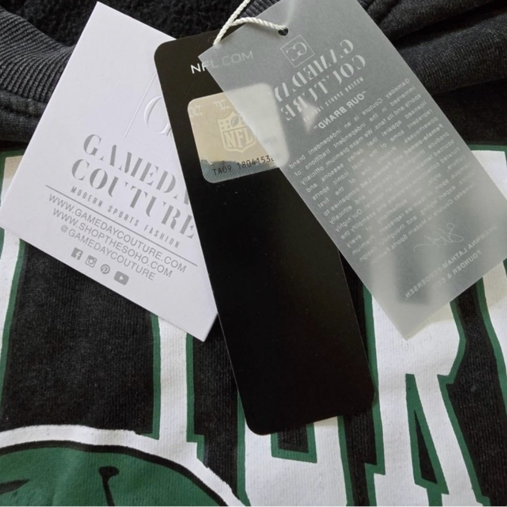 New York Jets Black NFL Game Couture Oversized Sweatshirt Size XL - Picture 3 of 3
